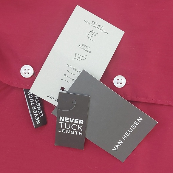 VAN HEUSEN Never Tuck Slim Fit button down woven shirt NWT - Picture 4 of 10